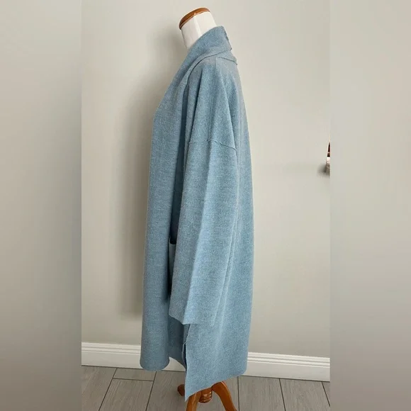 EILEEN FISHER 
Shawl Collar Wool Coat - Blue Steel Medium - Picture 5 of 13